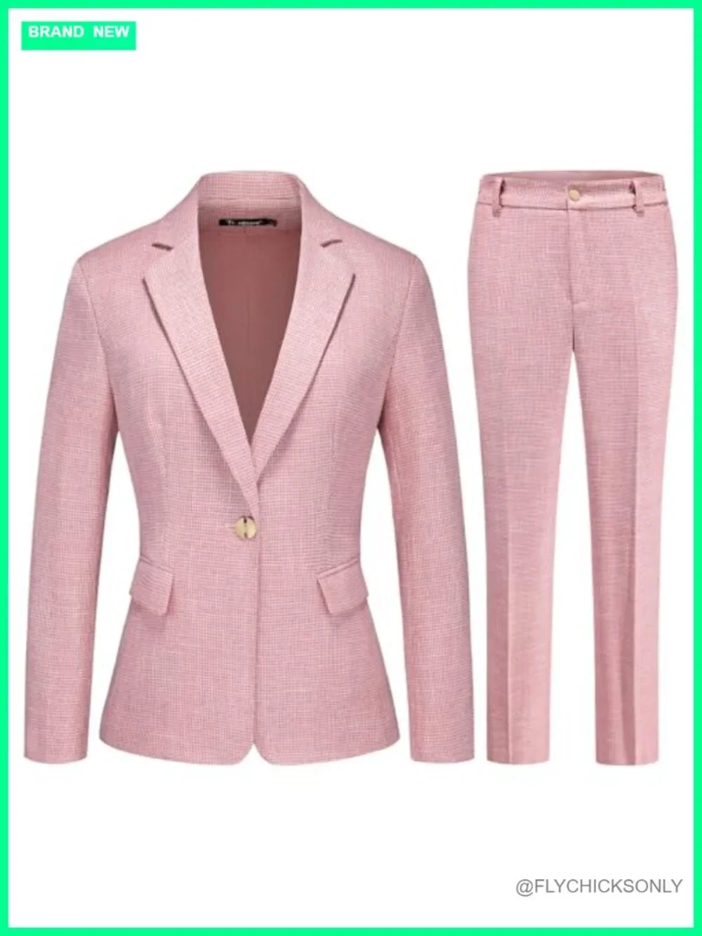 Women's 2-Piece Pinstripe Houndstooth Blazer Pantsuit Set Business Office Wear